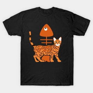 Bengal Cat and Fish Bone T-Shirt